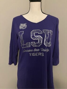 Women's LSU 3/4 Sleeve Tee-Size Large